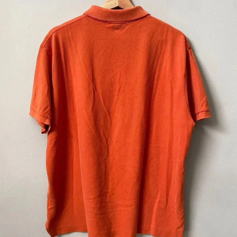 Vintage Polo Ralph Lauren Men's Large Short Sleeve Retro Orange Polo Shirt 90s